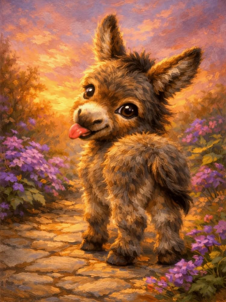 Brennora Cross Stitch Kits for Adults Donkey 11CT Pre-Printed Stamped Embroidery Kit DIY Handmade Home Wall Décor 40x50 cm