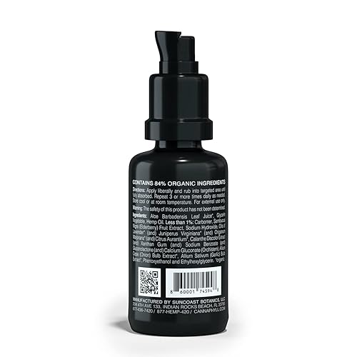 Miniatura 2 de Gel de cáñamo natural orgánico tópico (1 oz) para piel, espalda, hombros, músculos, nervios y articulaciones, cuidado posterior de tatuajes hecho