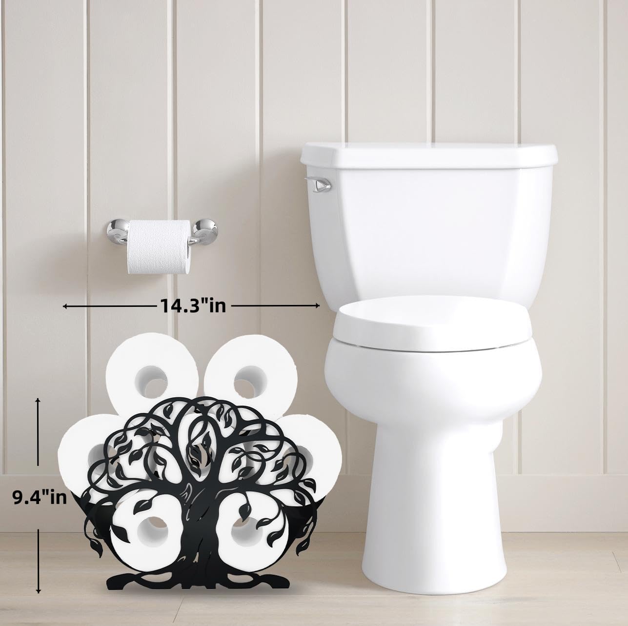 Coolboy Metal Plant Tree Paper Holders, Funny Black Animals Storage, 8 Rolls, Wall Mounted Toilet Rolls Tissue Paper Storage, Practical and Convenient
