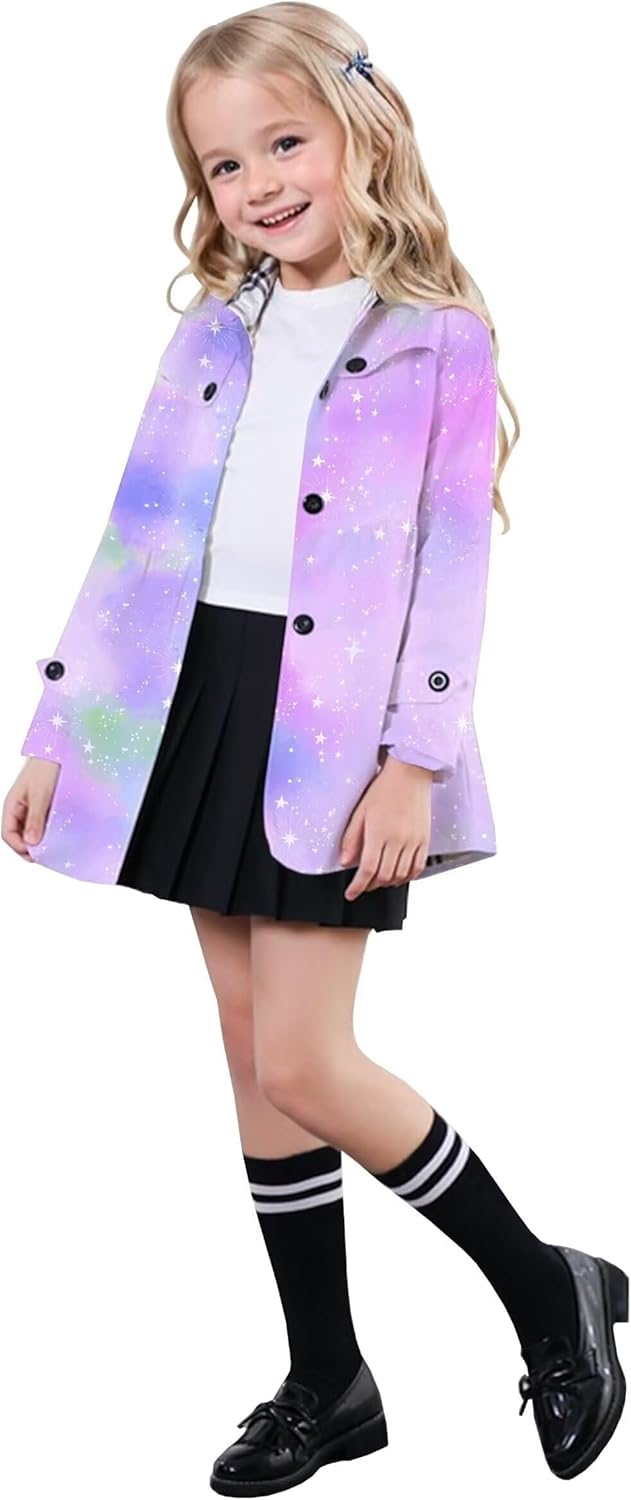 SANGTREE Girl's Waterproof Trench Coat Hooded Lightweight Windbreaker Rain Jackets