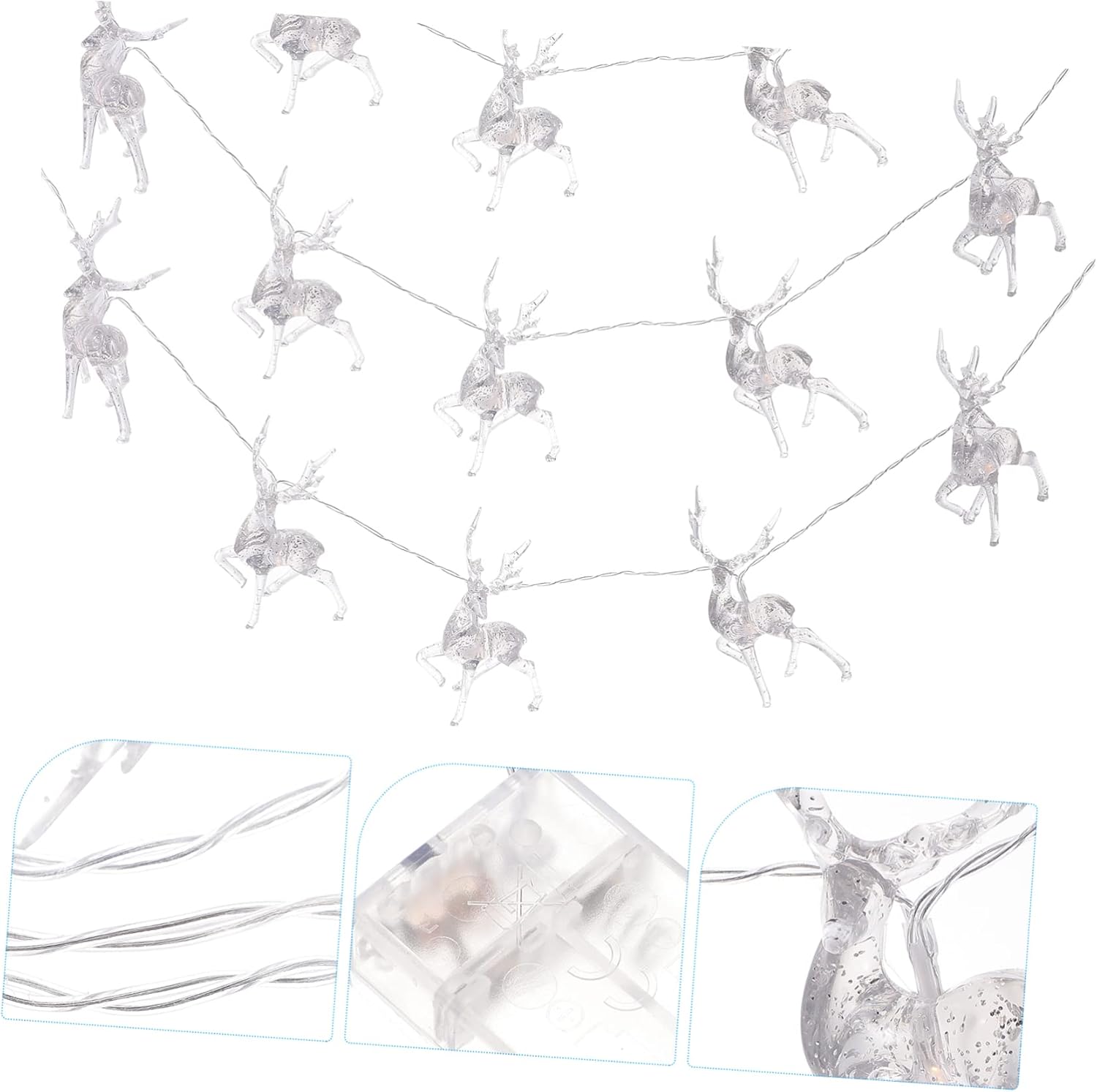 balacoo 1pc Led Xmas Elk String Light Decor Warm Christmas Decoration Energy-Saving Elk Shape Fairy Lights for Holiday Party and Home Ambiance
