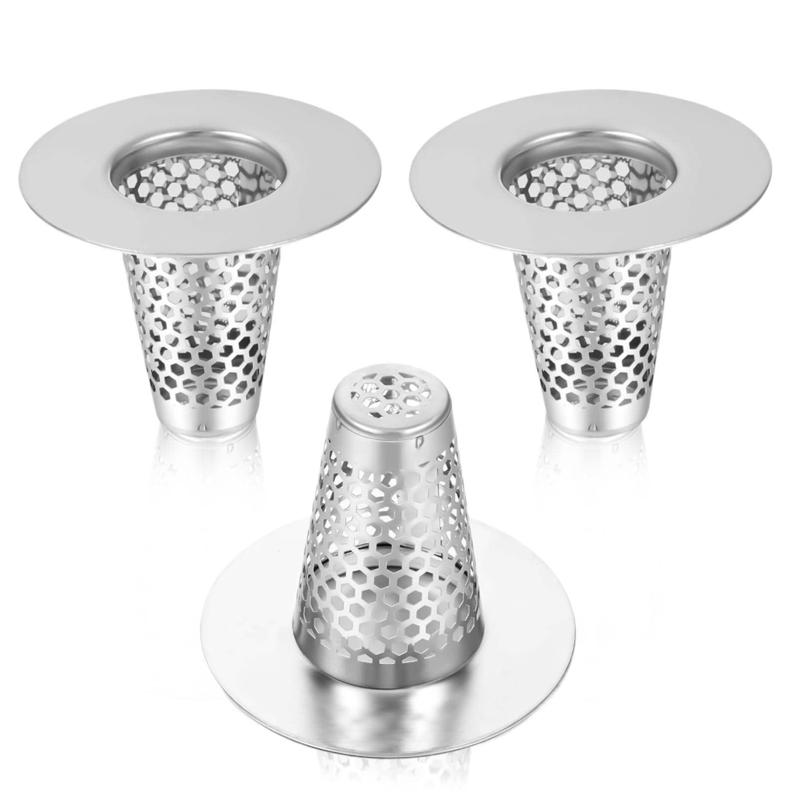 MSCHENZW 4 filtri per scarico del lavandino del bagno per foro di scarico da 3,2 a 4,1 cm, piccolo in acciaio , facile da installare