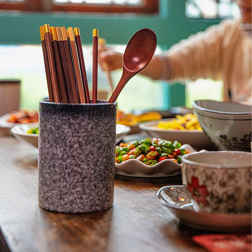 Baguettes Baguettes Baguettes Réutilisables Baguettes Japonaises Réutilisables Ensemble, Baguettes à Tête en Bois Naturel et Laiton pour Sushi Nouilles Riz Adultes Enfants Vaissell(C)