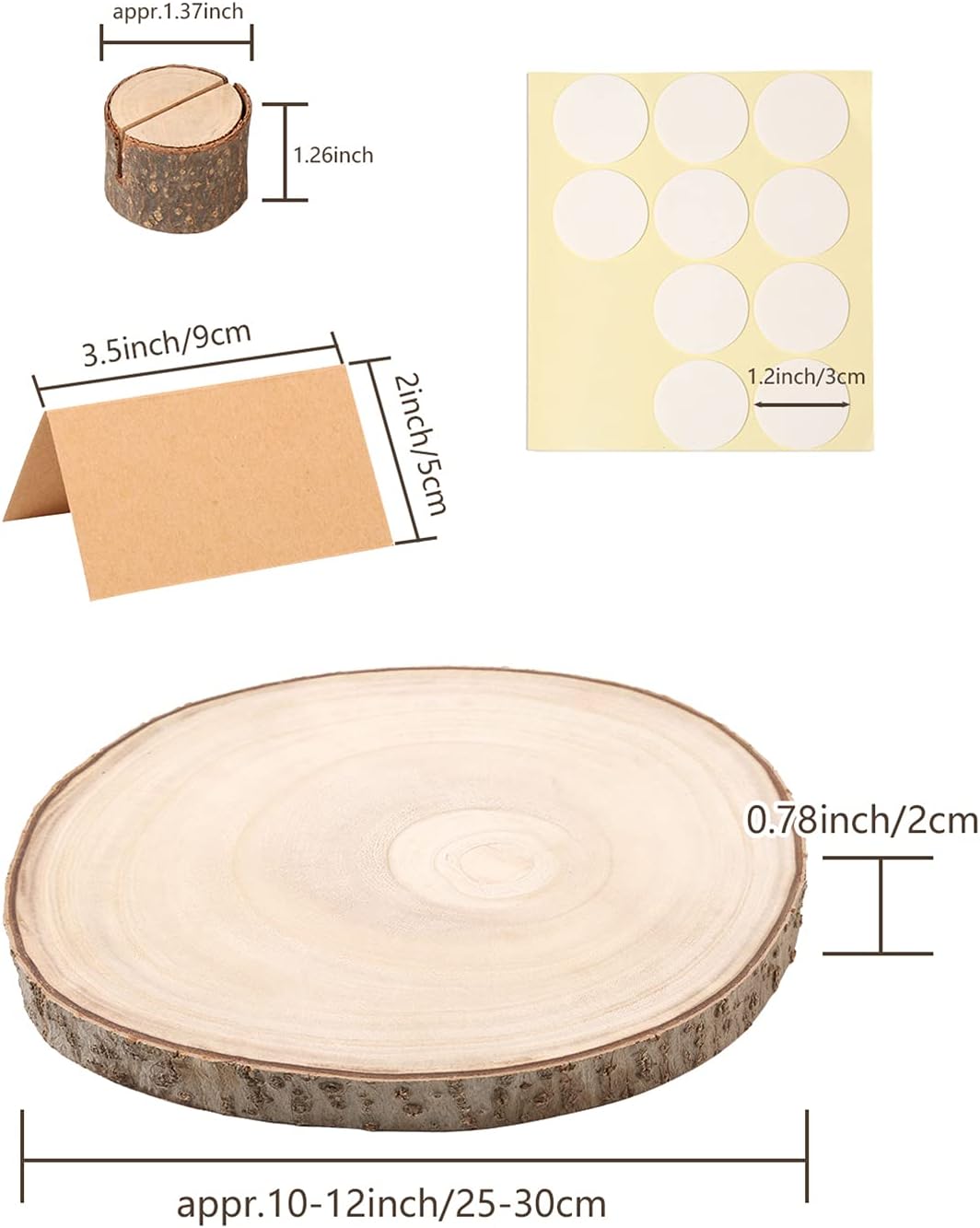 Caydo 2 Pieces 10-12 Inch Large Wood Slices with Table Holders as Wood Cake Stands, Serving Trays for Table Centerpiece, Wedding Party, Baby Showers, Housewarming