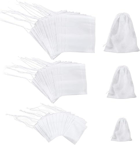 300 bolsas de filtro de té con cordón, bolsas de filtro de algodón vacías desechables para té suelto (3.94 x 3.15 pulgadas)
