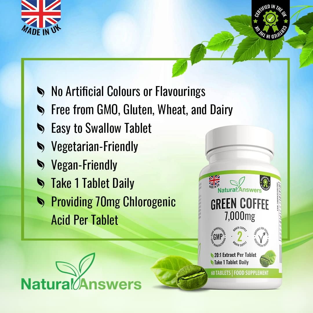 60 Green Coffee Bean Extract Tablets (Not Capsules, 350mg 201 Equal to