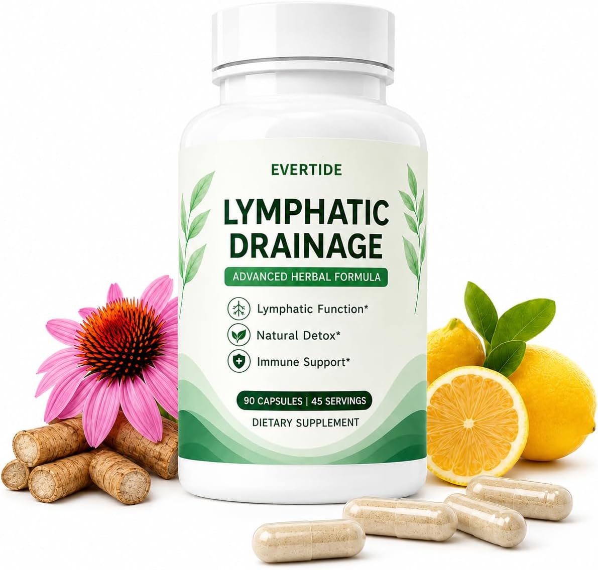 Evertide Lymphatic Drainage Capsules, Gluten Free, 90 Capsul