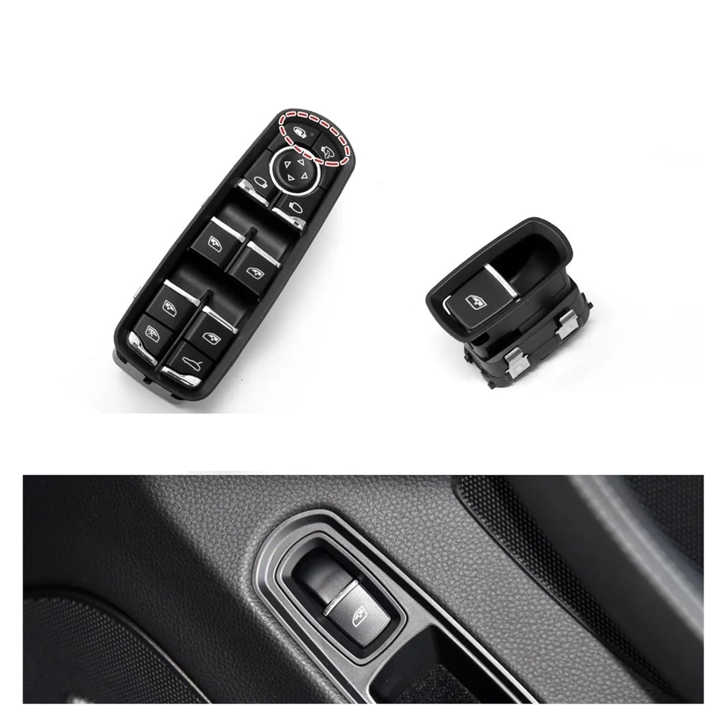 Car Power Window Switch New Car Power Window Control Switch Fit for Porsche Panamera Cayenne 7PP959855C 7PP959858RDML 7PP959858MDML(Model D)