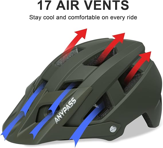 Bike Helmet Men Women, Lightweight MTB Cycle Helmet with Detachable Visor, Adjustable Mountain Road Bicycle Helmet with Dial Fit, Safety Certified Cycling Helmet for Adult Youth