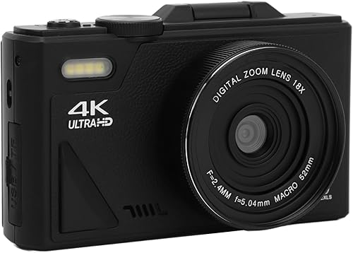 Cámara digital, cámara de vlogging 4K UHD de 64 MP con pantalla abatible de 3 pulgadas, zoom digital 18X, antivibración, enfoque automático, función