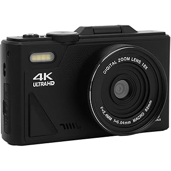 Digital Camera 18x Zoom Anti-Shake 75MP and UHD 4K Camera with 256GB Memory Card 3 Inch IPS Screen for Boys Girls Kids Black