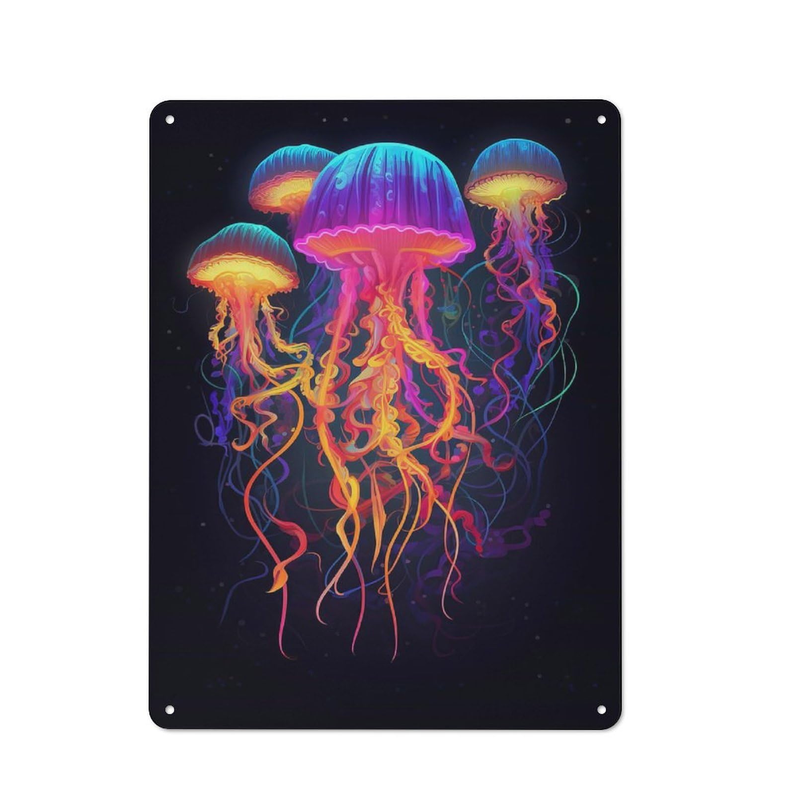 Tin Wall Plaque 40x30cm with Jellyfish Bioluminescent for Man Cave Or Games Room, for Updating Man Cave And Games Room after Moving