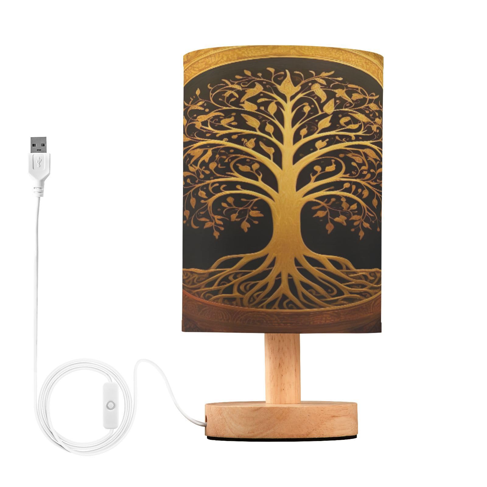 xigua Eye Care Bedside Table Lamp,Vintage Tree Touch Control Nightstand Bedroom Lamp with USB Ports,LED Desk Night Light for Living Room Office830