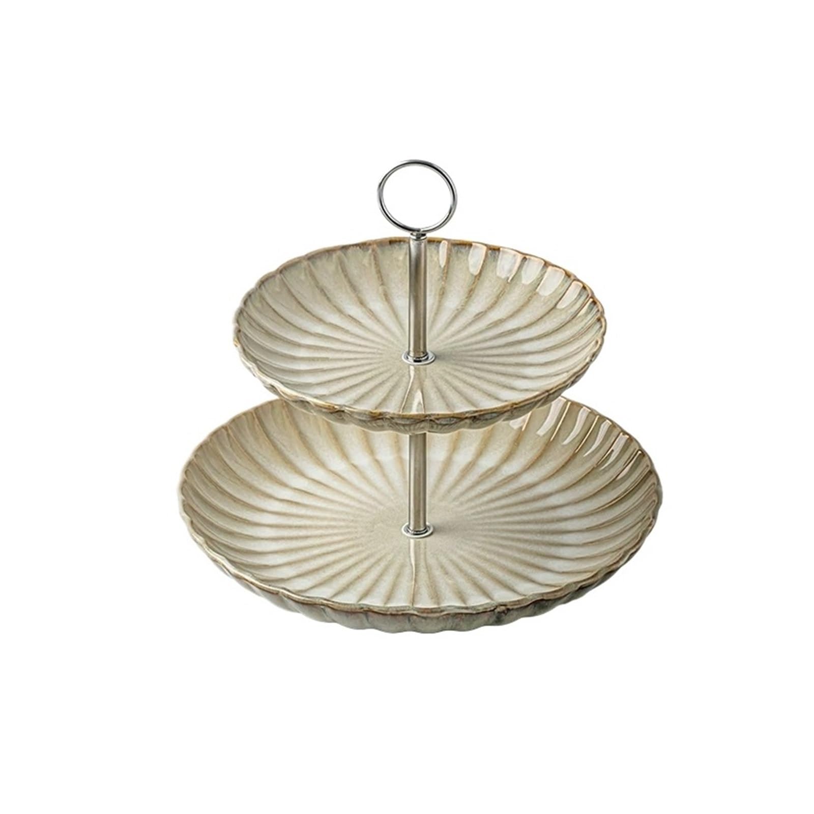 Lizhuzhuzs28 Cake Stand Lace-trimmed Two-tier Cake Stand, Ceramic Fruit Bowl With Handle, Afternoon Tea Cake Stands for Dessert Table