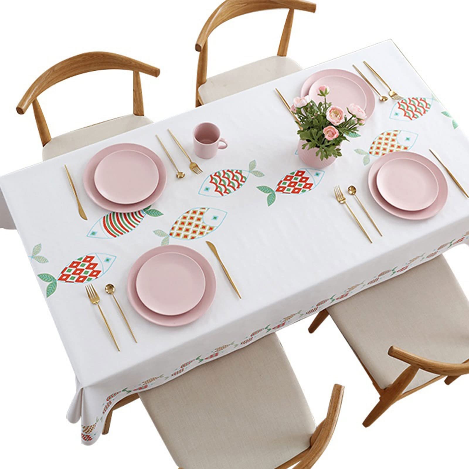 JINGYAN Tablecloths Rectangular Tablecloth Dinner PVC Table Mat Waterproof And Oil-proof Disposable Wind Household(140 x 180cm)