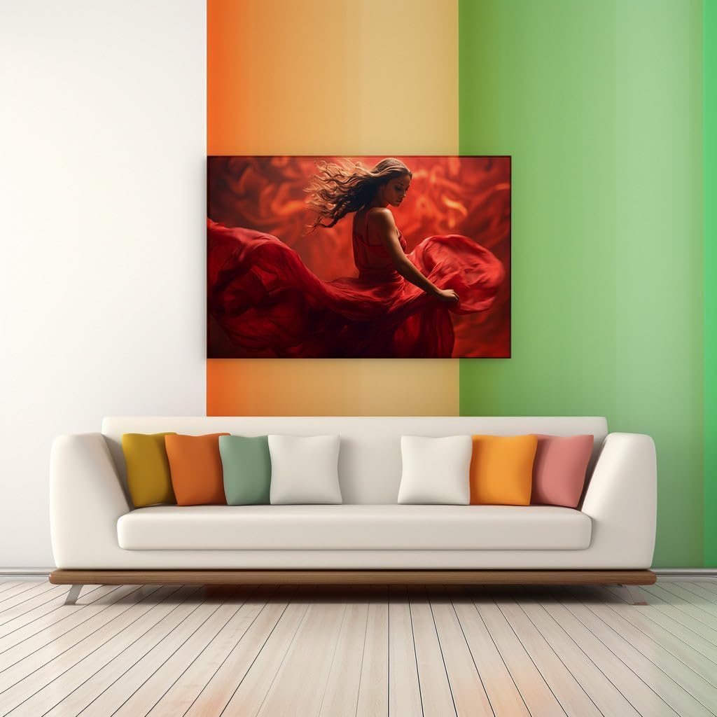 Canvas for Living room. Elegance in Motion: The Romantic Essence of Red, 27 x 18 inch Canvas Wall Art - Contemporary Masterpieces - Modern Home Decor - 69x46 cm (27x18 inch)