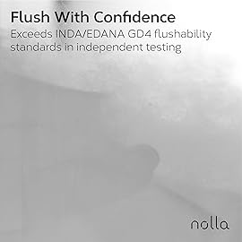 Nolla Flushable Wipes | 100% Plant-Based and Biodegradable - Soft, Unscented + Soothing Aloe and Vitamin E - For Adults and Kids 600 Count (10 Packs of 60)