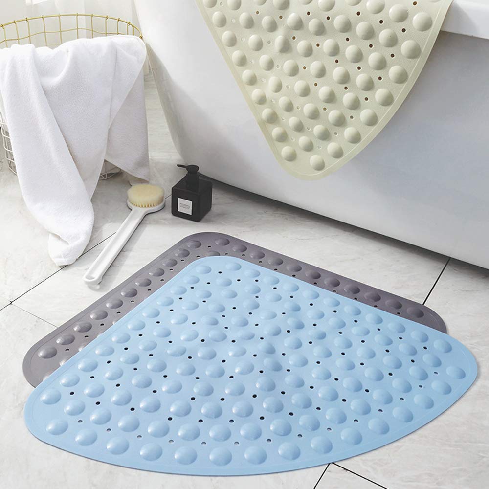 Tapis De Douche D'angle Antidérapant – Caoutchouc PVC 54x54 Cm, Ventouses, Drainage Rapide, Effet Massage
