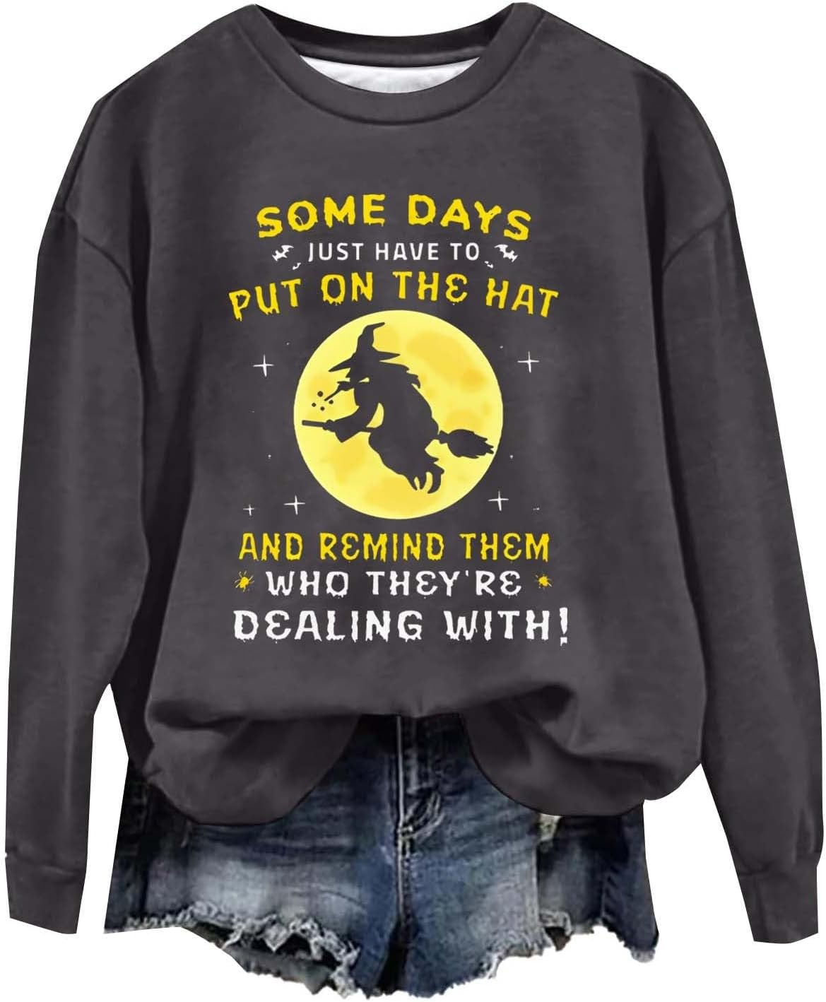 HUIFUAO Halloween Sweatshirt Hexe Salem - Lustiges Frauen Shirt In Übergrößen