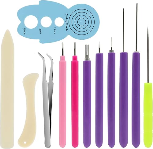 Paper Quilling Tools for Crafting(12 Pack) | Bone Folder Tool | Paper Bead Roller | Quill Pen | Tweezer | Curling Coach | Paper Twirling Tool