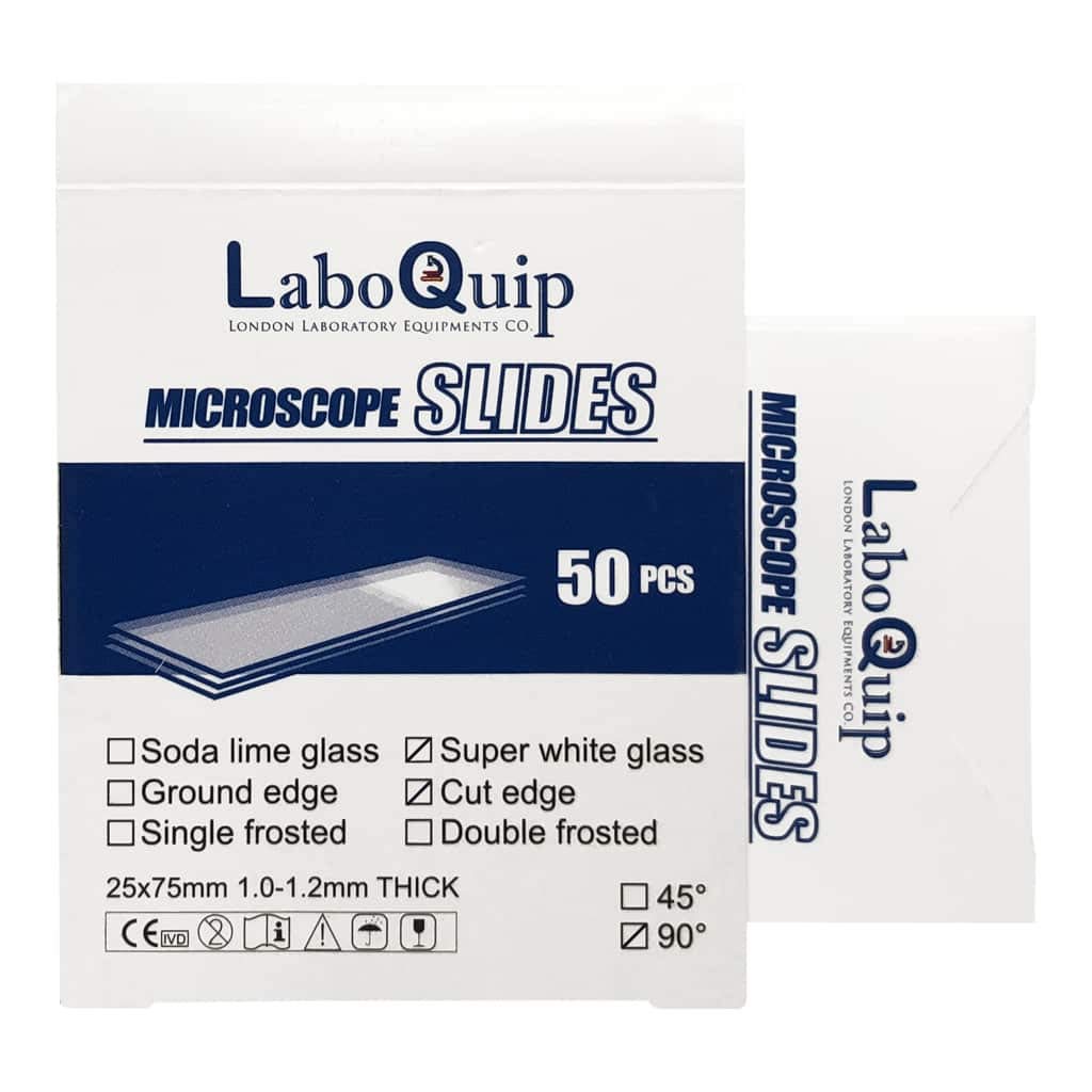 LaboQuip Microscope Slide - Superwhite 90° - Cut (Pack of 50)
