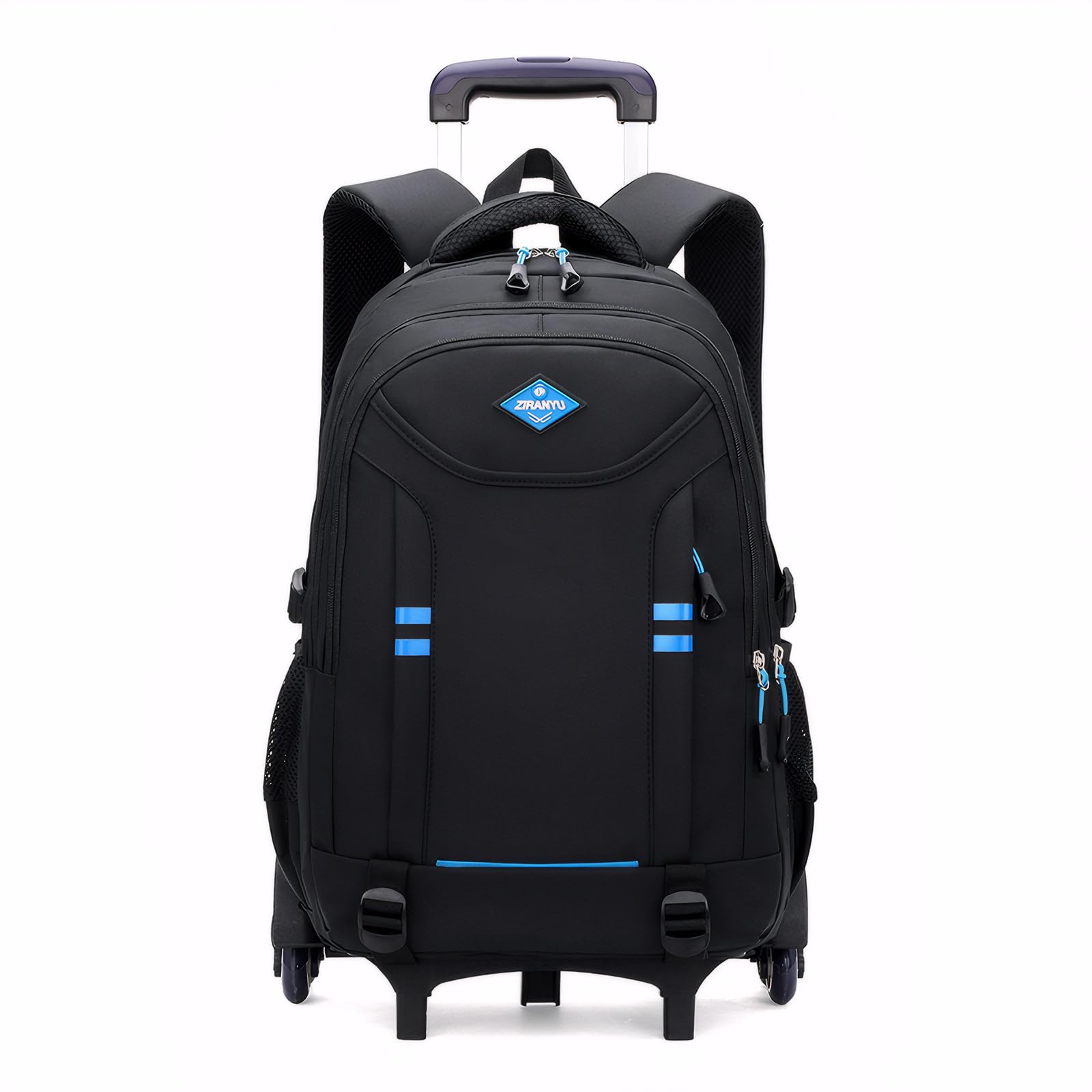 Amythe Mochila con Ruedas para Niños y Adolescentes, 6 Ruedas Negro | Mochilas Escolares Trolley Gran Capacidad para Chicos 9 10 12-18 años , Desmontable Carro Mochila para Viajes y Escuela