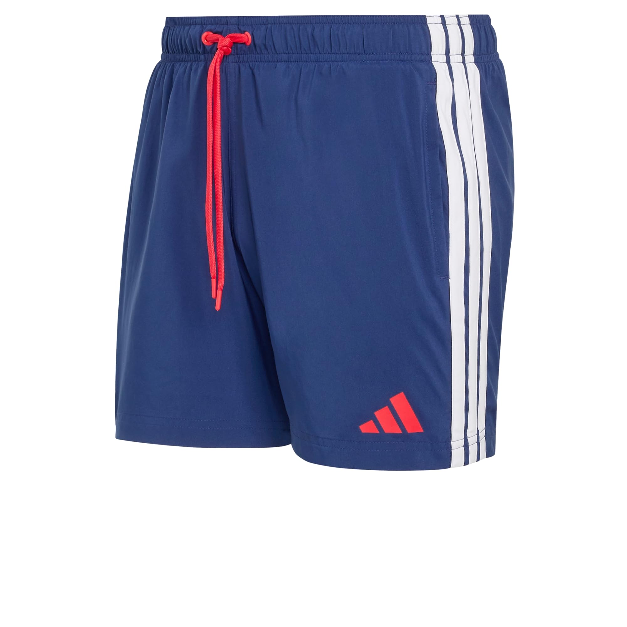 adidas Men's 3 Stripes Swim Shorts 5 INCH, Dark Blue/Pure Ruby, XL