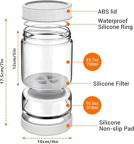 Miniatura 5 de Homnoble Tarro de pepinillos, tarro de reloj de arena de pepinillos y aceitunas, separador de jugo de pepinillos de húmedo y seco, tapa de ABS de