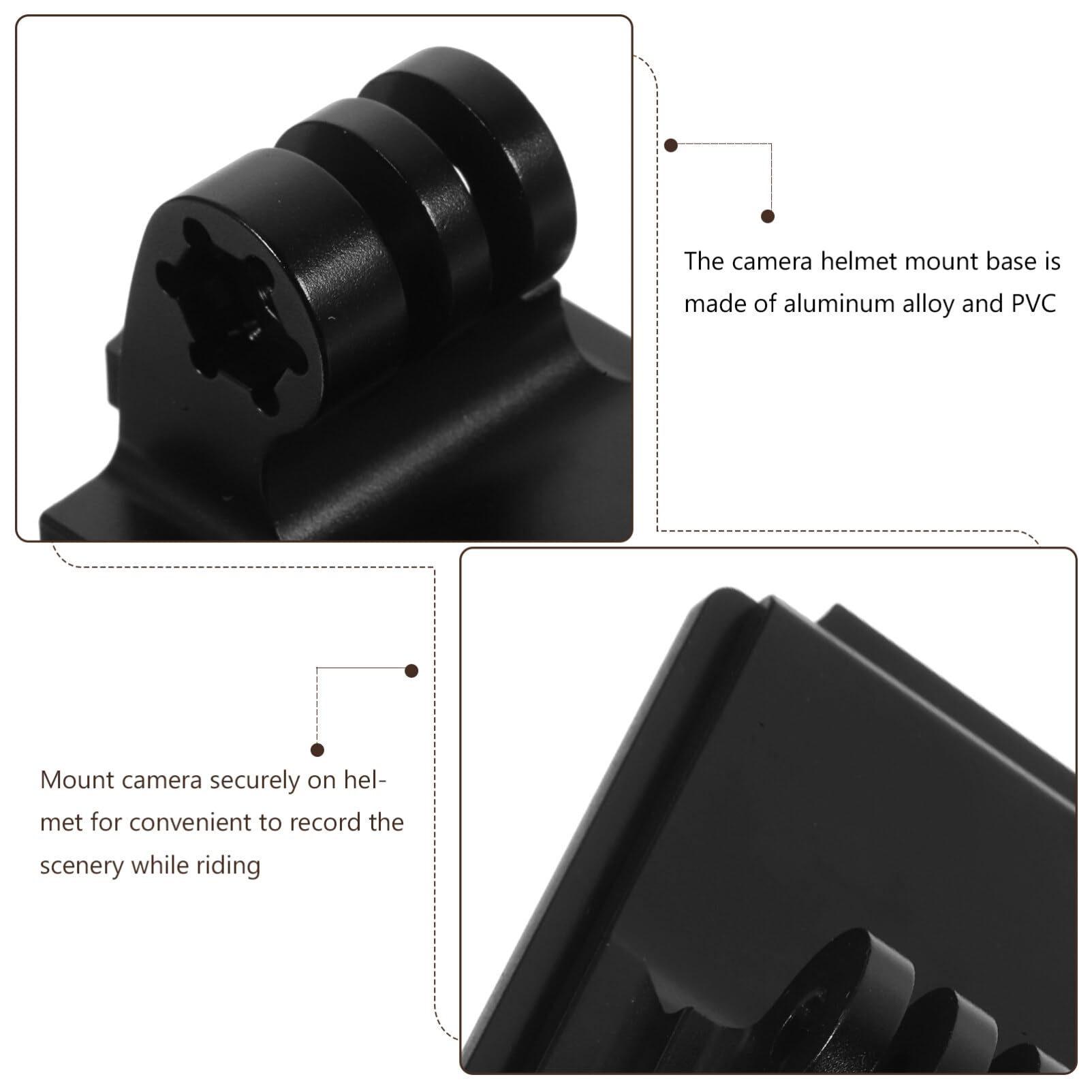 Helmhalterung für Action Kamera mit Schnellverschluss, Schwarz | Aluminiumlegierung und Pvc, für Helme im Outdoor Sport, Leicht und Tragbar, Einfache Montage