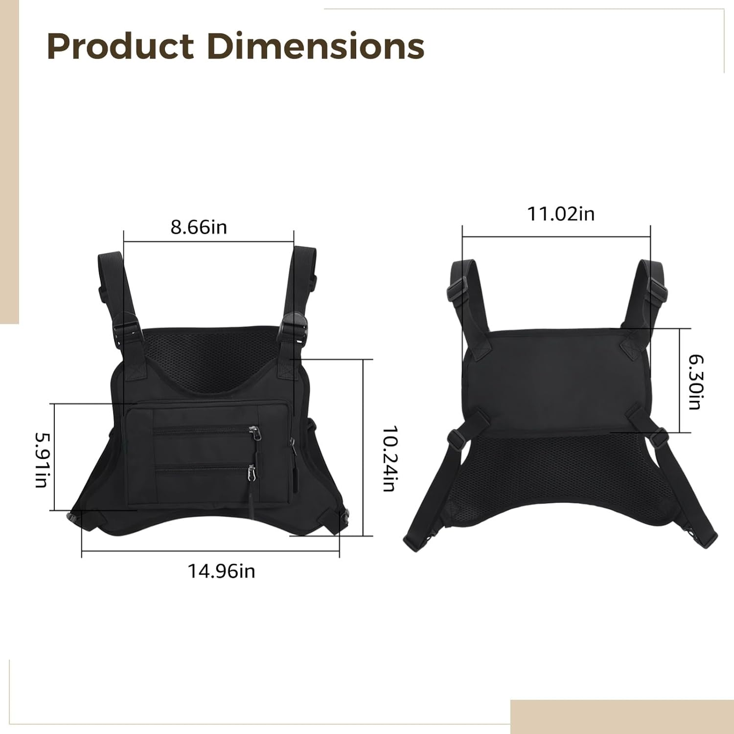 Sports Chest Pack for Men Women, Running Chest Bag With Phone Holder, Skiing Chest Pack, Hiking Chest Pack, Adjustable Straps, 2 Pockets - Image 4