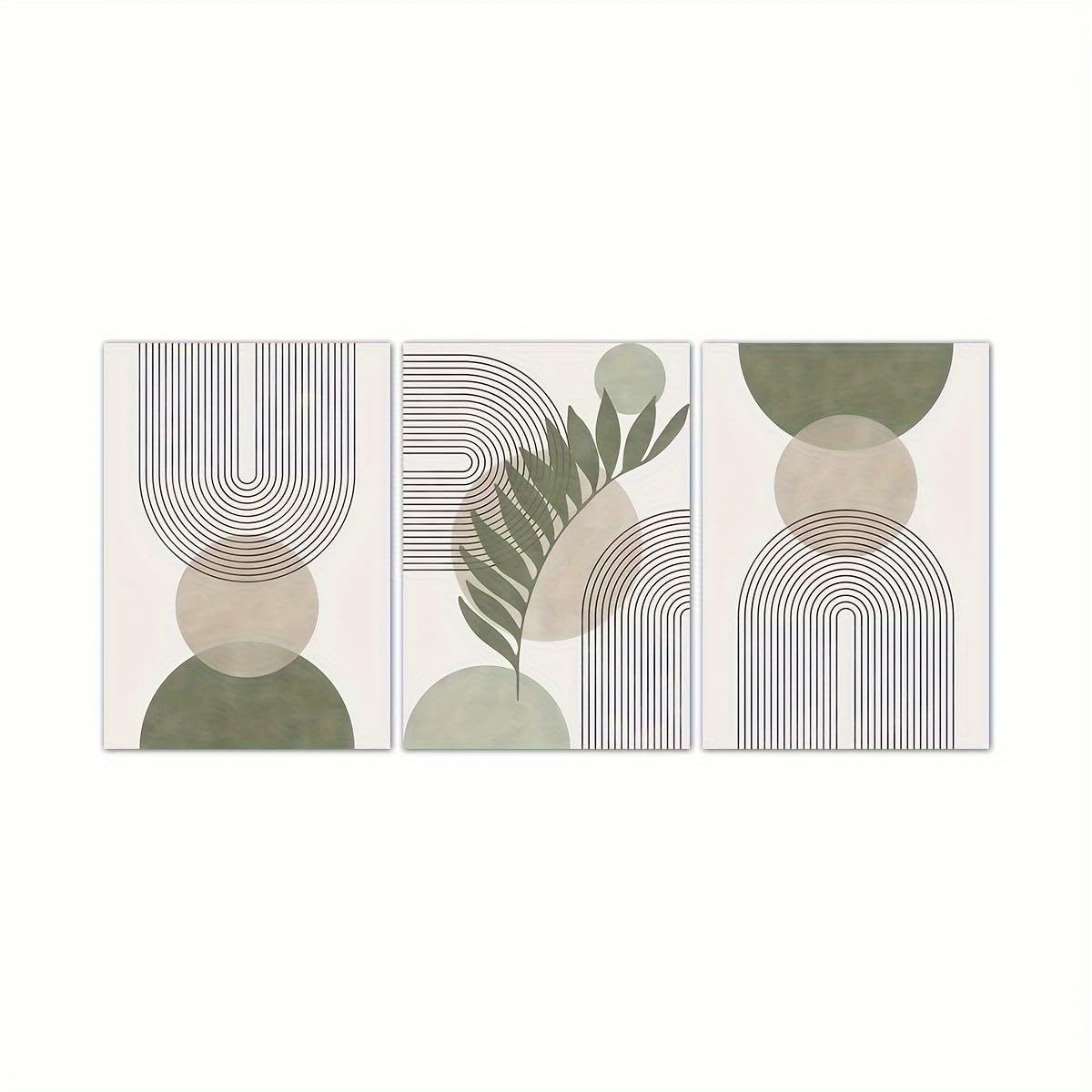 Impression murale géométrique vert sauge décoration triptyque 20x30 - 8