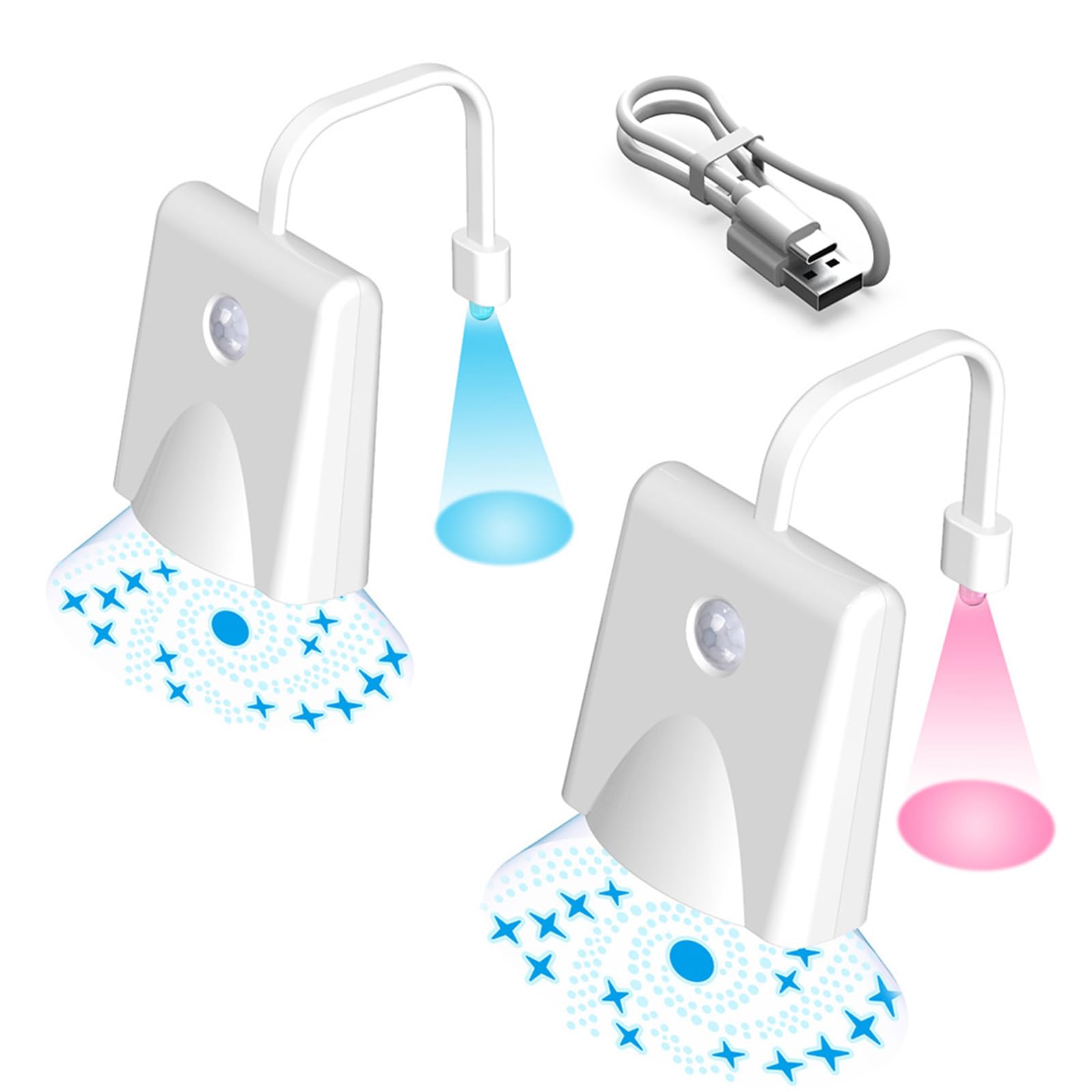 Cazstyk 2 Sets Automatic Motion Detection Bathroom Nightlight With 500Mah Battery And Lighting Effects Night Lamp For Motion Sensors Toilet Night Light