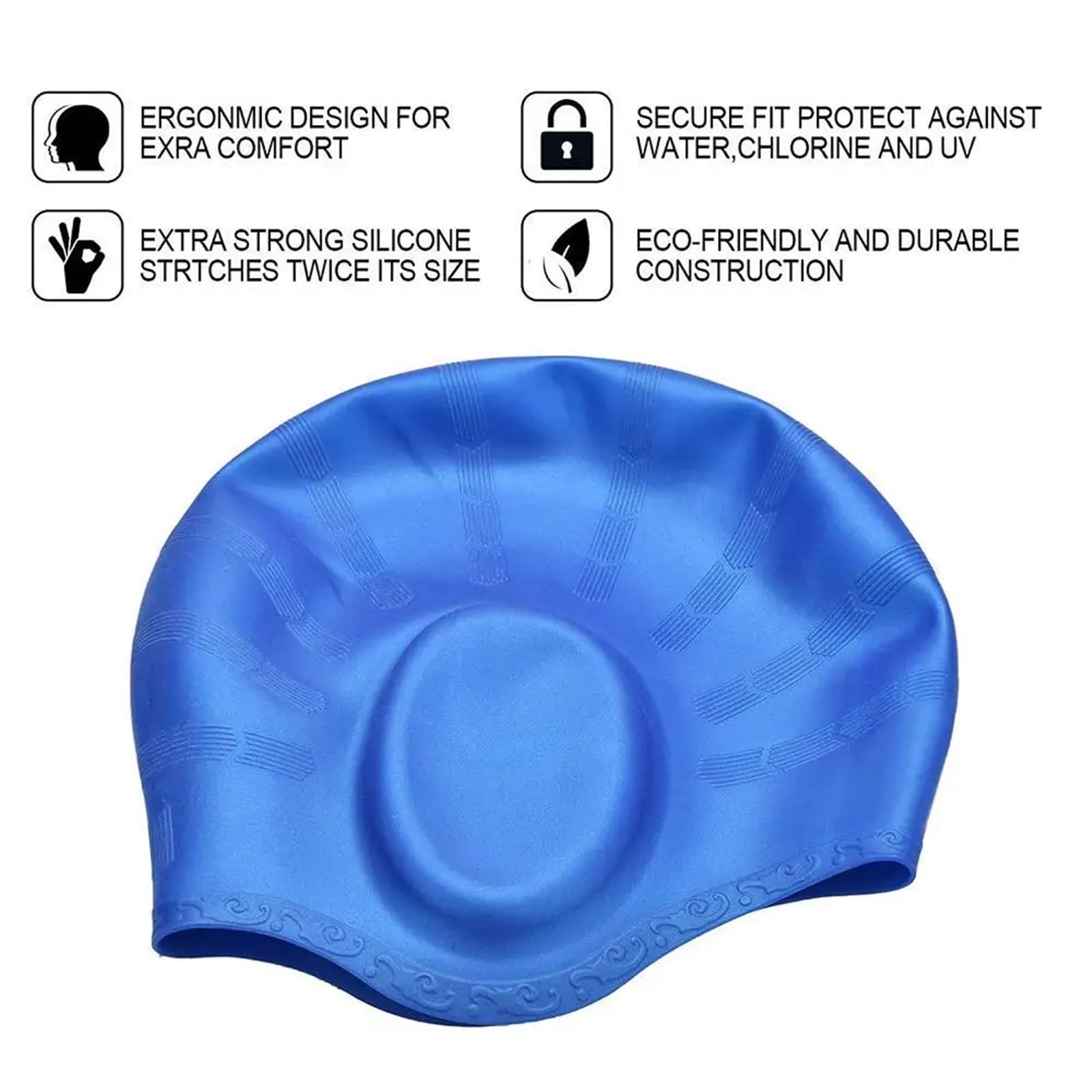 Cuffia da nuoto in silicone antiscivolo, capelli lunghi, unisex, cappello da piscina con copri orecchie, protezione for donne, uomini, adulti, giovani e bambini Cuffia Per Il Nuoto(10pcs any colors)