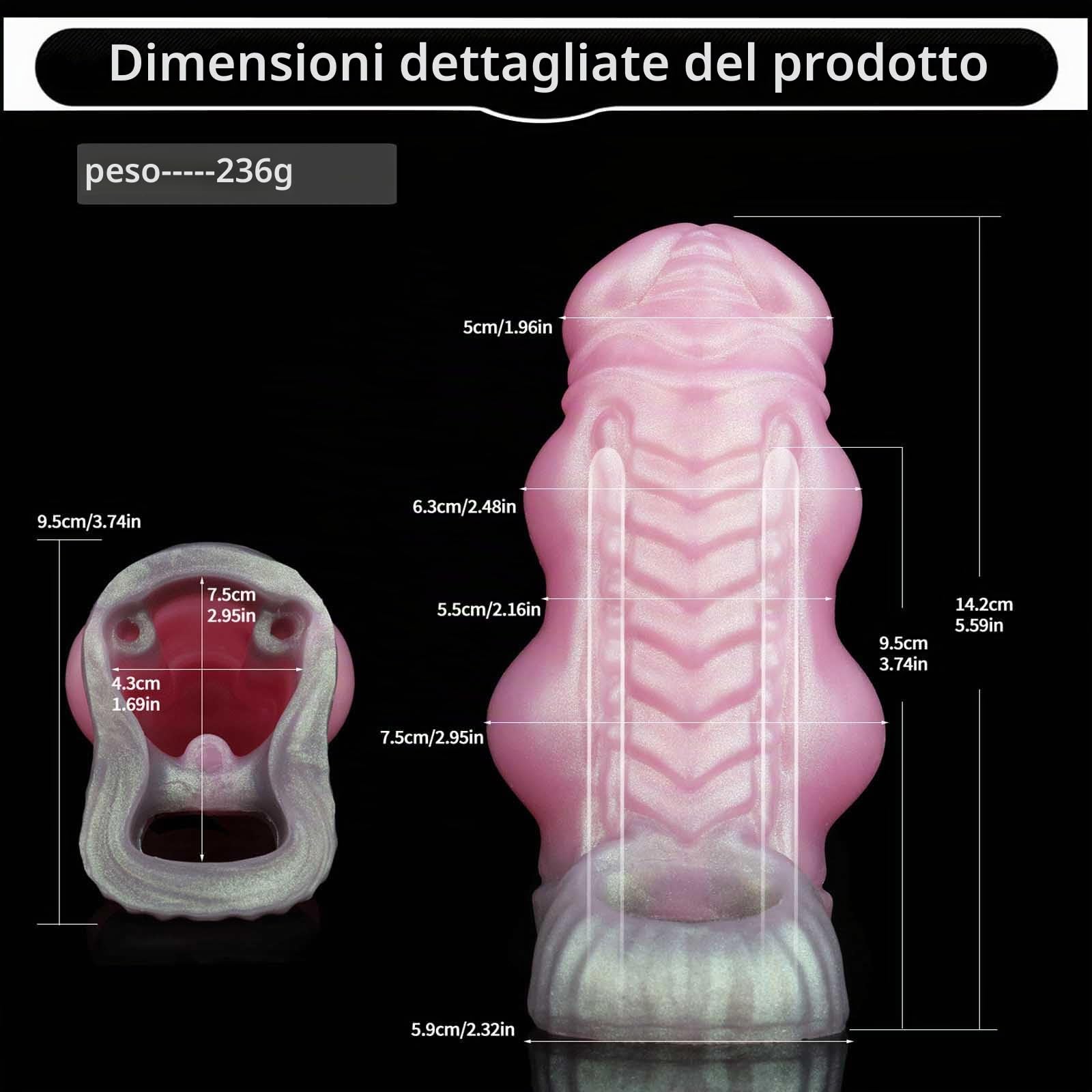 Masturbatore per pene mostro con 2 staffe, guaina per l'ingrandimento del dildo fantasy, speciali guaine con nodo doppio per cani, guaine con anello per il pene per estensione