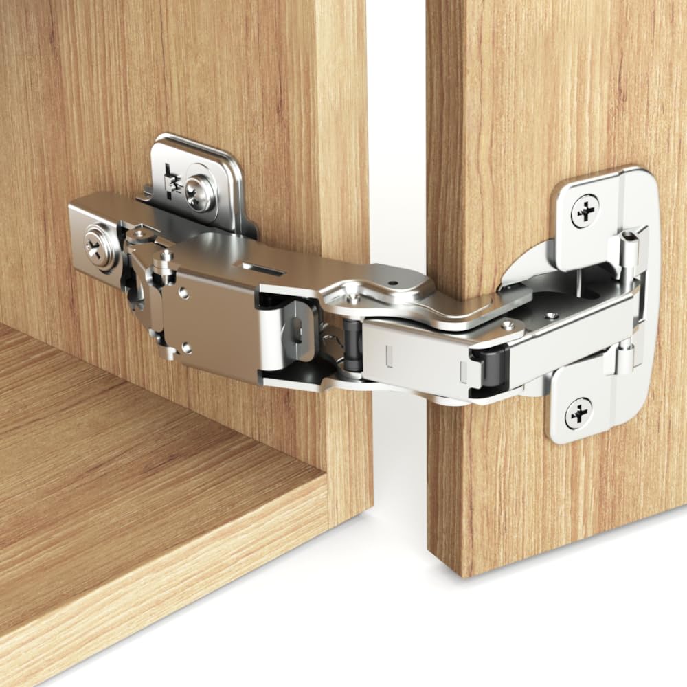 Premio (DTC) Soft Close Cabinet Hinges – Full Overlay Concealed Euro Hinges – Multiple Opening Angles (30°, 45°, 90°, 110°, 135°, 155°) – Nickel/Titanium Black (Nickel Plated, 155 Degree)