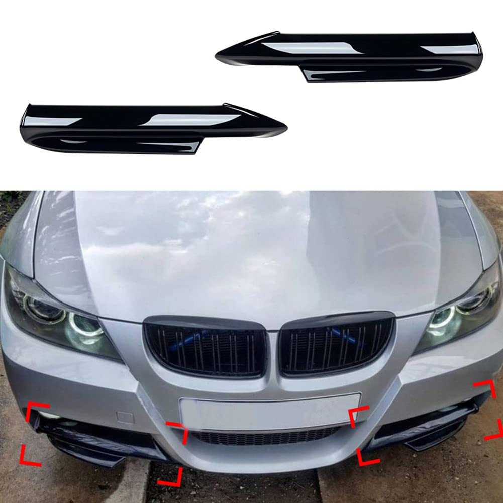 SPORTARC 2 x Frontstoßstangen-Lippensplitter für BMW 3er-Serie E90 E91 320i 330i 2005–2008, schwarz