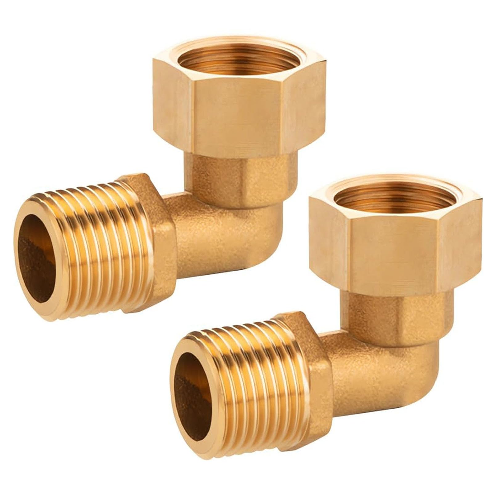 of Brass 90 Degree Elbow Connectors 0.5 Inch Elbow Joint Bathroom Pipe Adapter 2pcs for Cooling & Solar Systems Plumbing Adapter