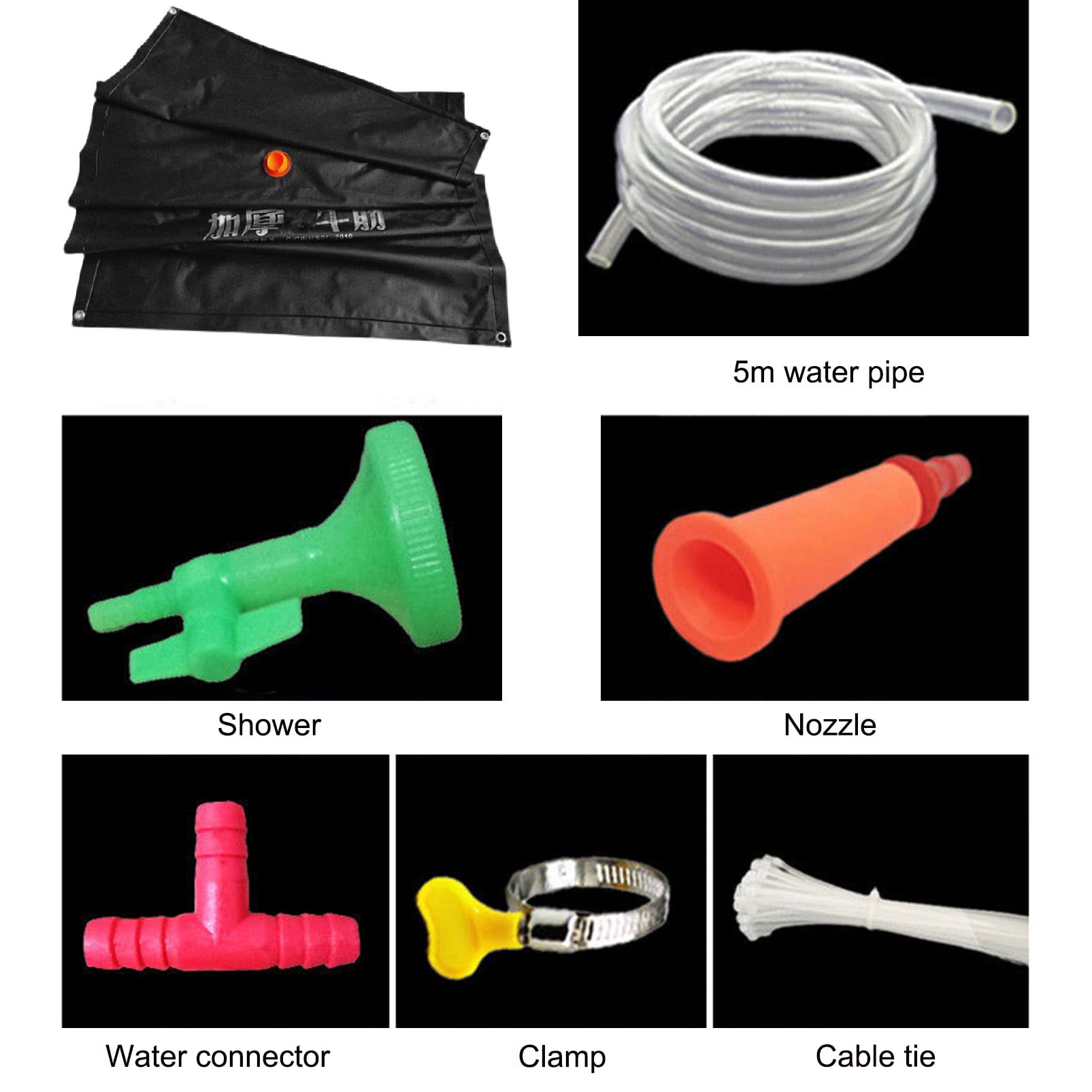 Bolsa de ducha solar portátil para camping con manguera y cabezal de ducha, ideal para uso en jardín al aire libre, agua caliente, calefacción solar, fácil de transportar