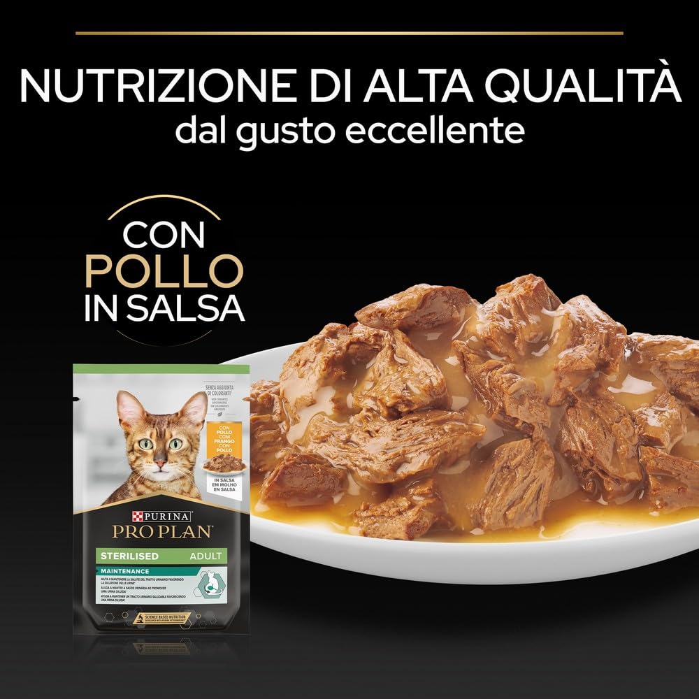 PURINA PRO PLAN Sterilised Maintenance Cibo Umido per Gatti Adulti Sterilizzati in Salsa con Pollo 40 Bustine da 85g