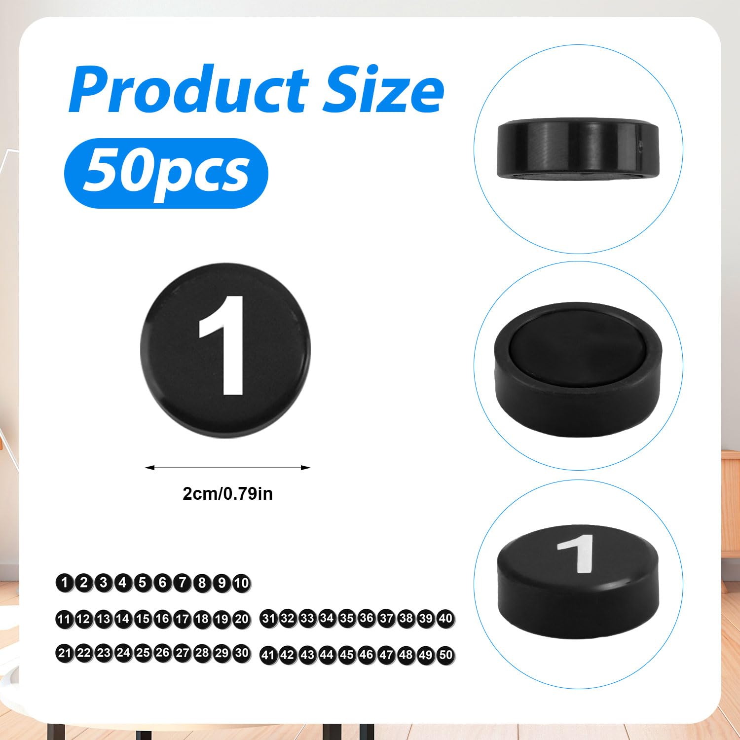 50pcs Magnetic Numbers, 0.8