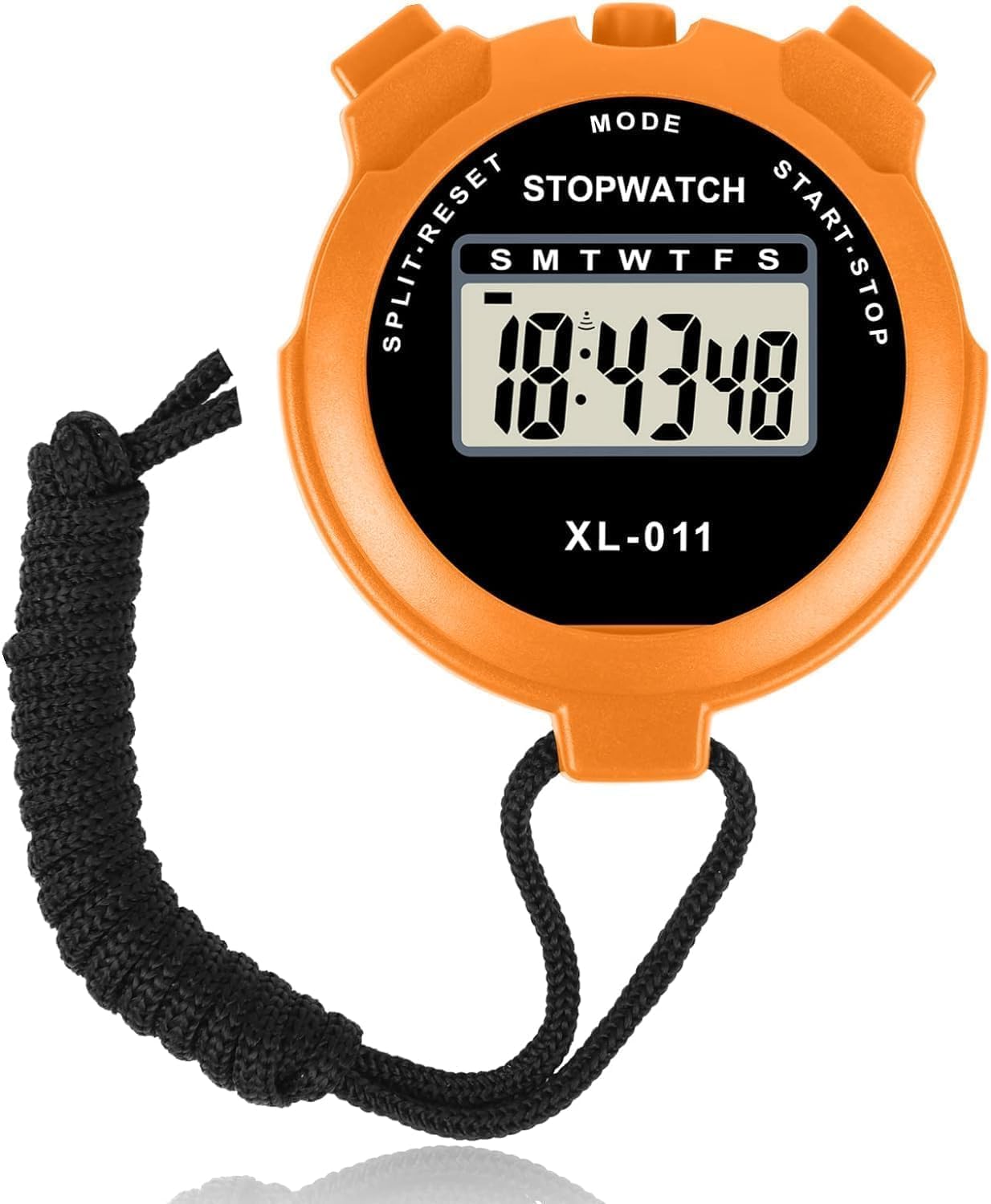 Digital Sports Stopwatch Timer, Professional Stopwatch Timer with Clock Clender Alarm, Handheld Large Display Training Stopwatchs Timer for Swimming Running Football Fitness Coaches Referee (Orange)