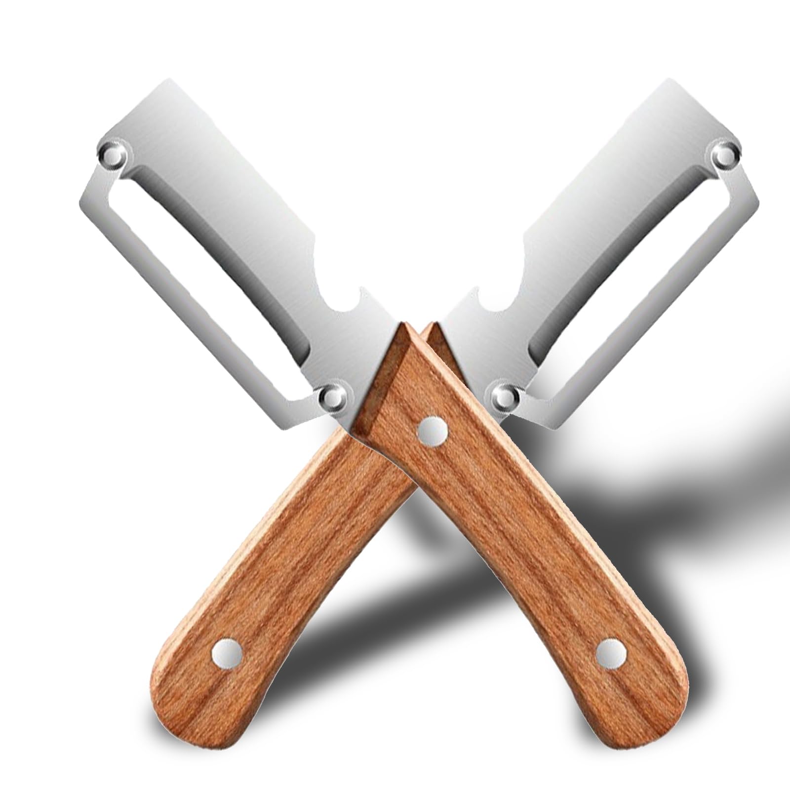 Pelapatate Multifunzionale, Multi-Functional Vegetable Peeler, Pela Patate multifunzionale in acciaio inossidabile per la cucina con manico in legno e apribottiglie (2PC) - 2