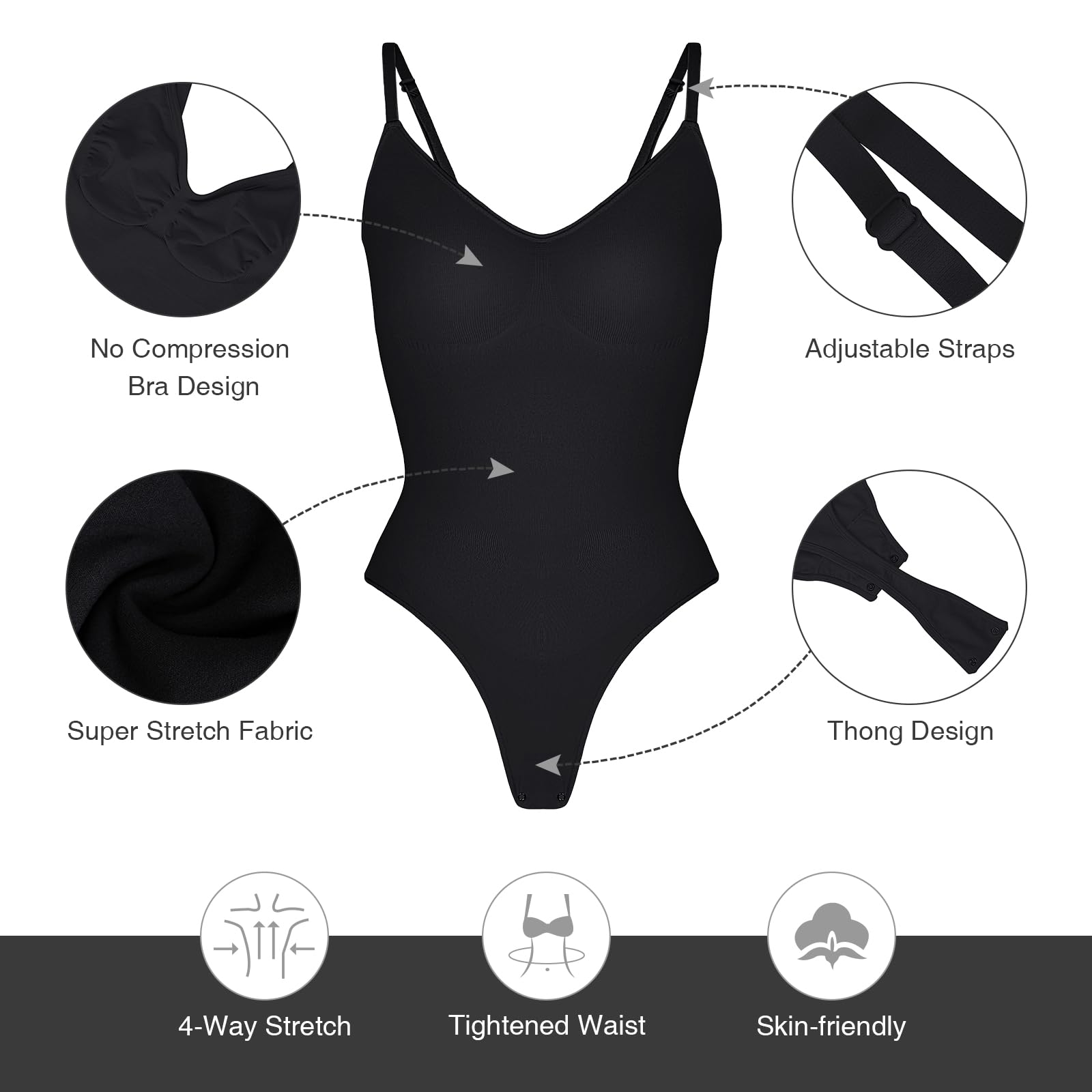 Body Moldeador sin Costuras para Mujer, Tanga, Cintura Adelgazante, Vientre Plano, Espalda Completa, Faja Moldeadora