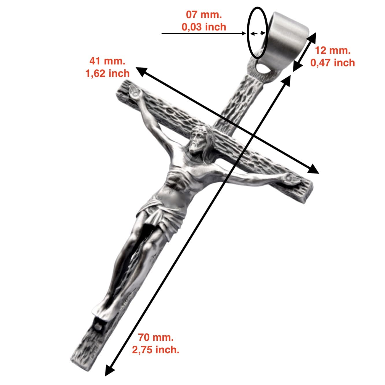 Grande Croix Crucifix Pendentif En Argent Sterling .925 Collier Hommes Femmes À La Main Nouveau Silverzone77