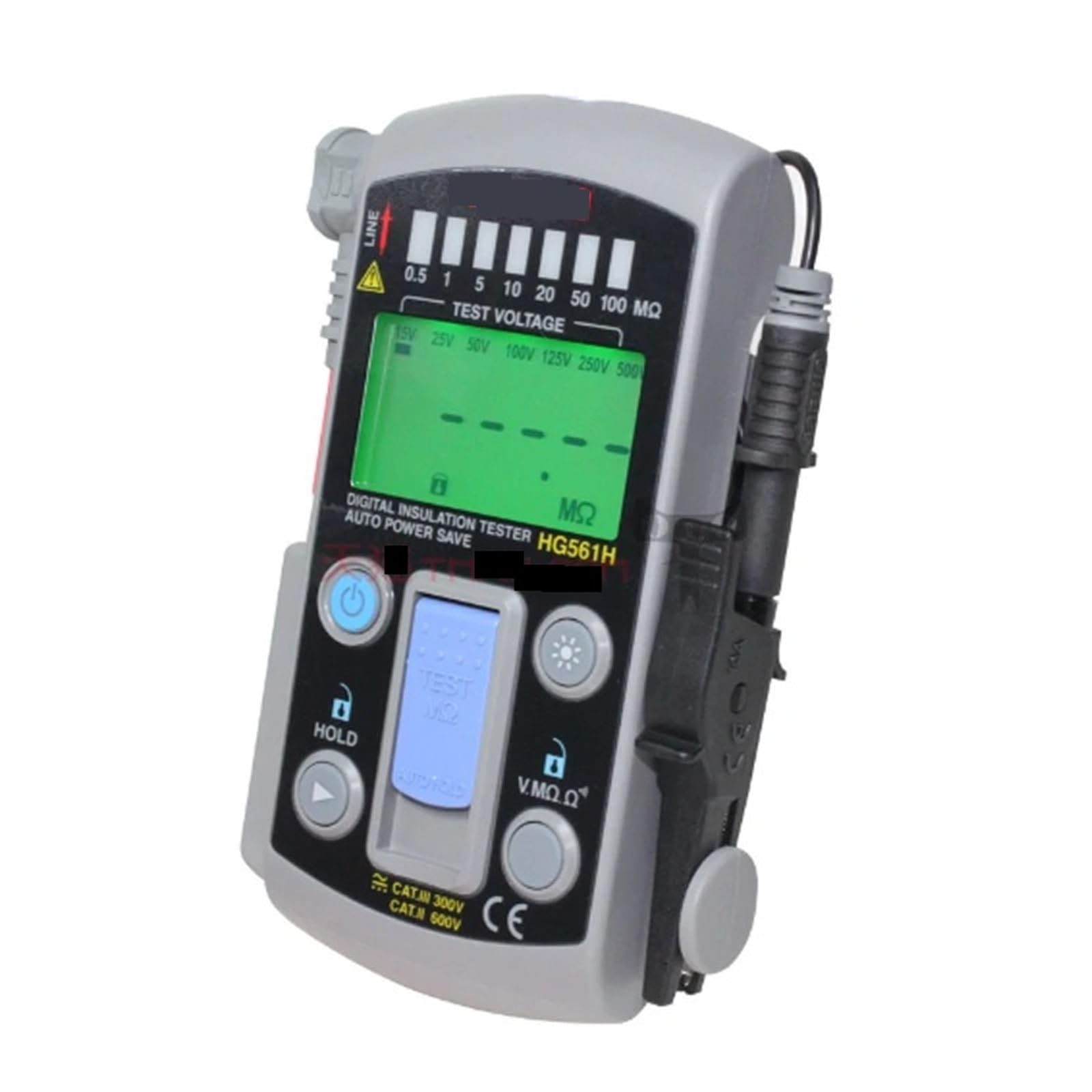 Medidor de Resistencia, Probador de aislamiento portátil HG561H tamaño pequeño con 7 rangos de voltaje de prueba for medición de resistencia eléctrica