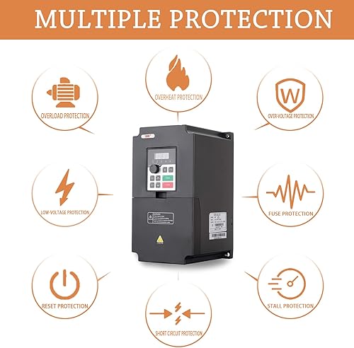 Miniatura 6 de QNK 5.5KW 7.5HP 220V AC 25A VFD Convertidor monofásico a 3 fases, Inversor de unidad de frecuencia variable para controlador de velocidad de motor