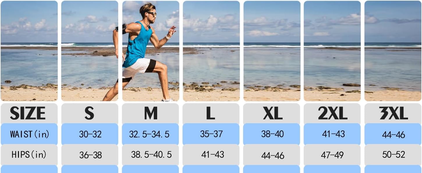 Men's Summer Outdoor Sports Leisure Shorts with Inner Liner and Side Phone Pocket, Drawstring Waist for Running Gym Beach