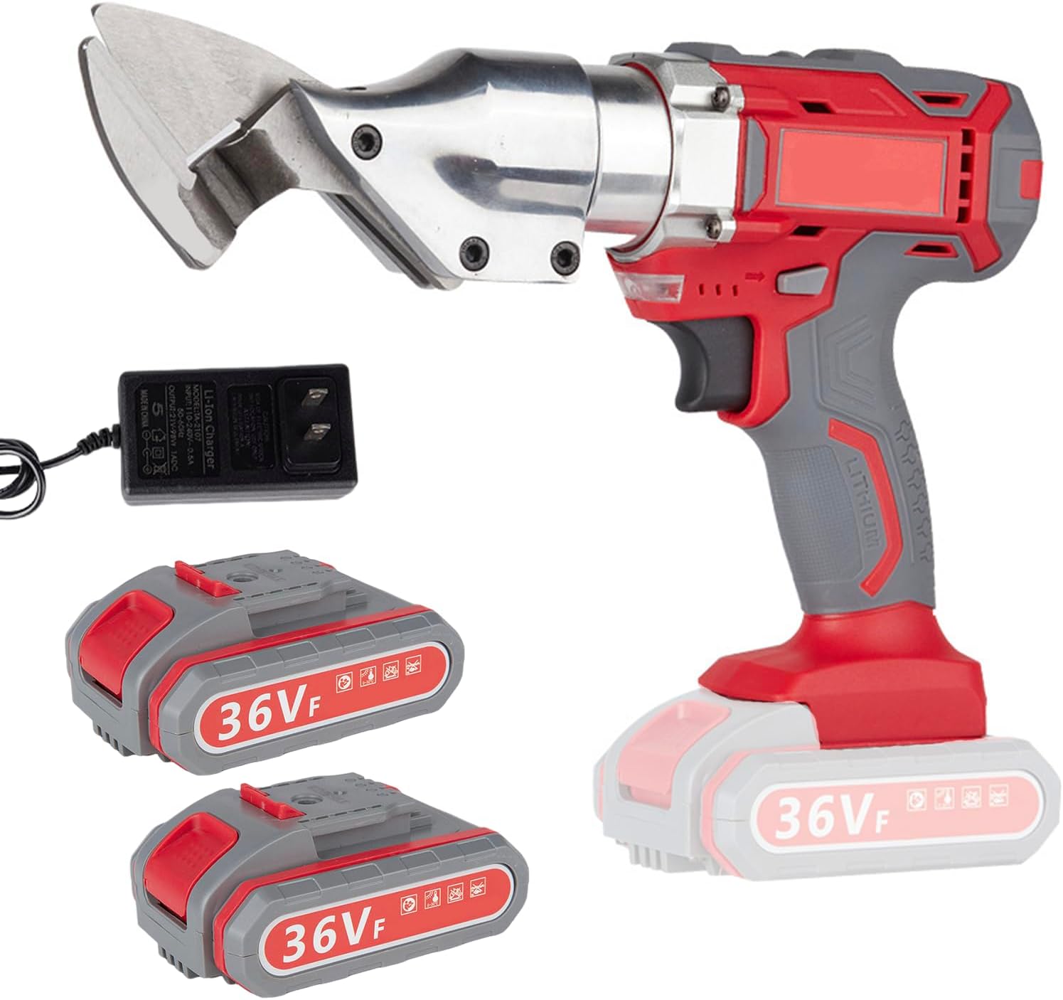 36V Sheet Copper Metal Shear Cutter, Cordless Electric Scissor, Corrugated Metal Roofing Cutting Tool, Tin Snip with 2 7.5Ah Batteries Chrome-Vanadium Steel Blade Pure Copper Motor Controllable Speed