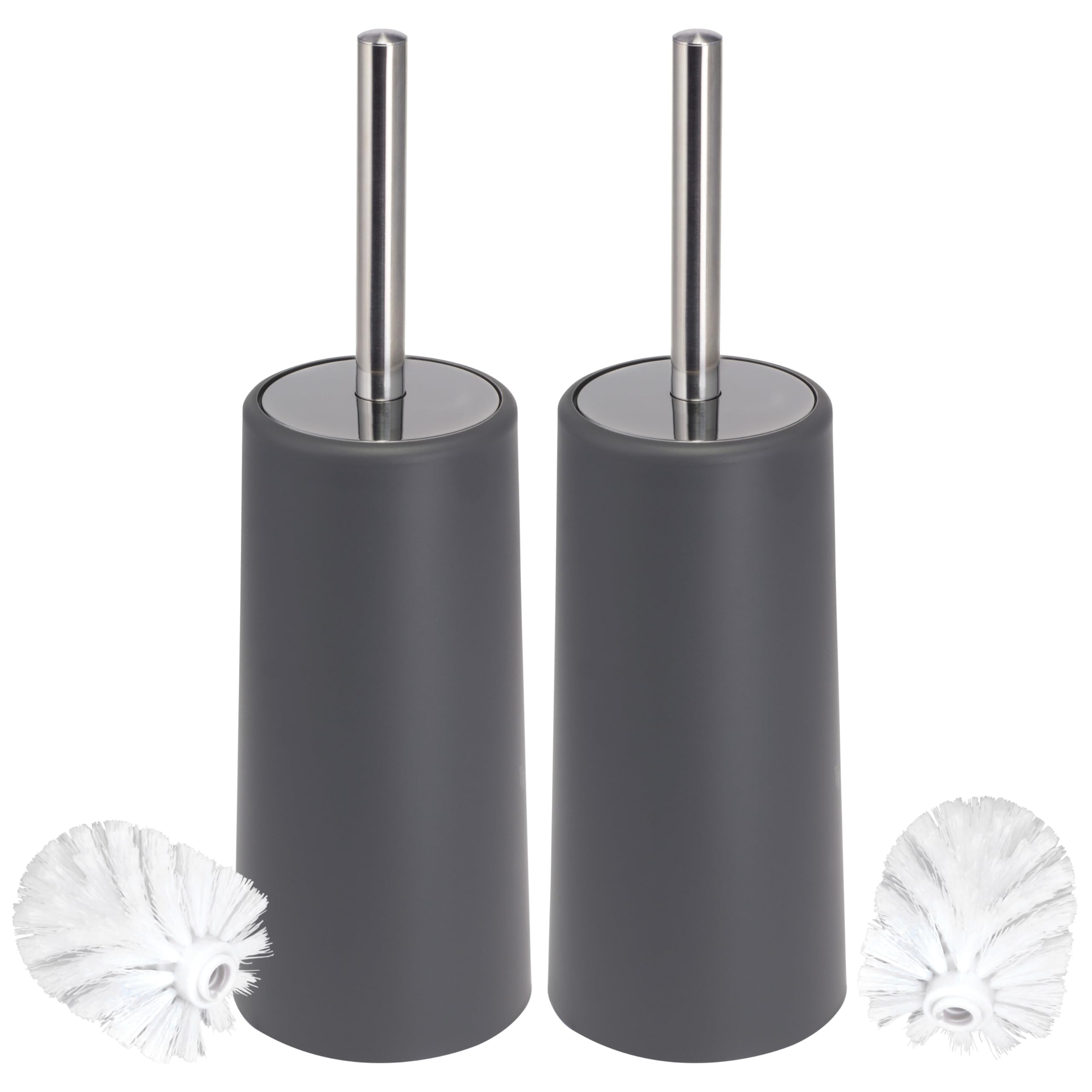 Bremermann Grey,White Toilet Brush Plastic Standing Brush (Grey, Pack Of 2)