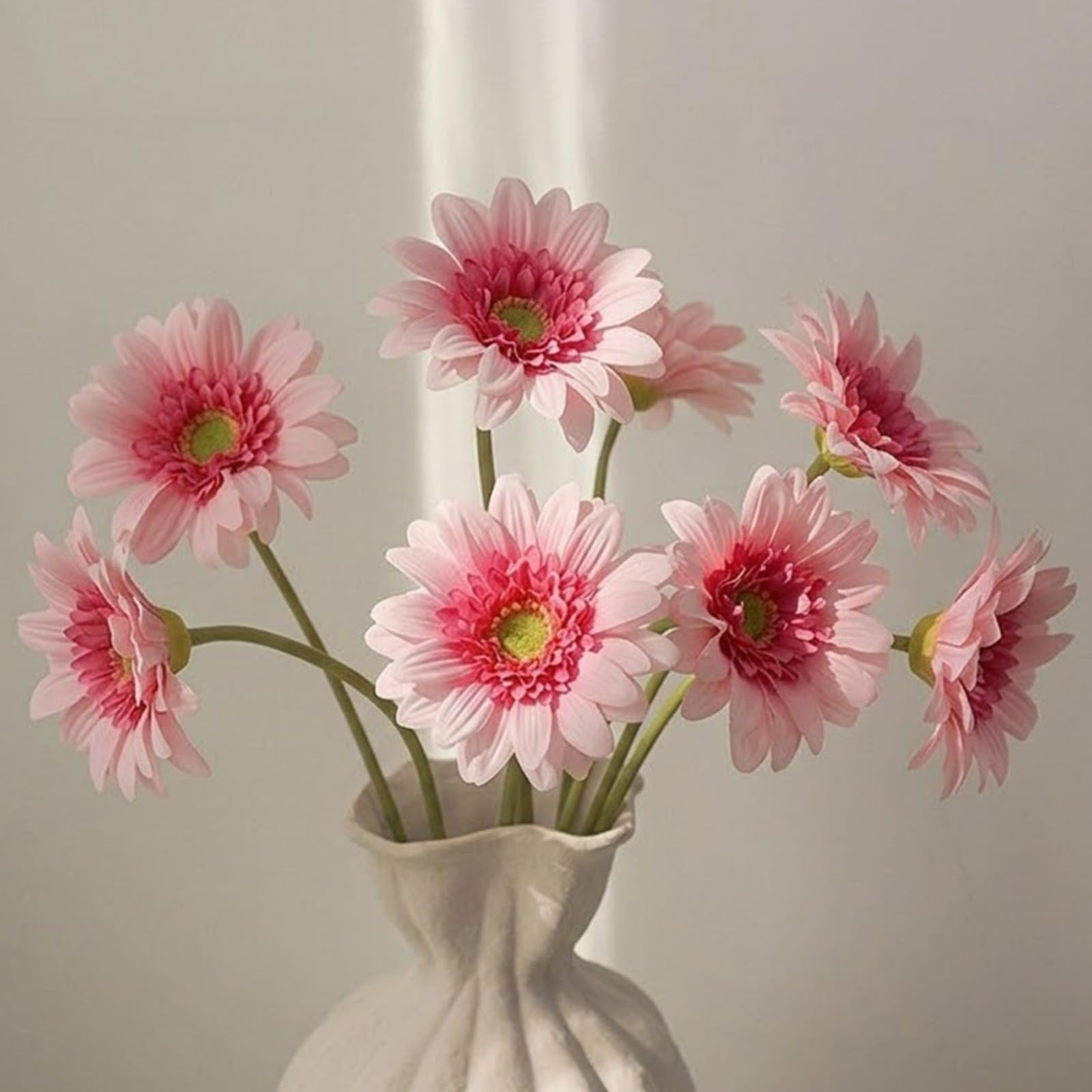 JHUAJISFC 5 Pack Artificial Gerbera Daisy Flowers, Tall 24.4" Fake Daisies Real Touch Silk Flowers with Faux Stems for Vase Indoor Home Decor, Wedding Bouquets for Bride